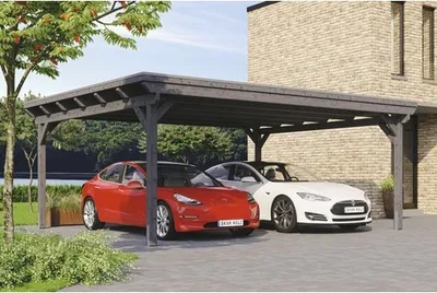 Obrázek produktu pro Přístřešek na auto Konsta dvojitý 618 x 500 cm břidlicově šedý vč. alu plechu