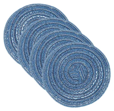 4er-Set runde gewebte Platzsets, 11 cm, blau, waschbar