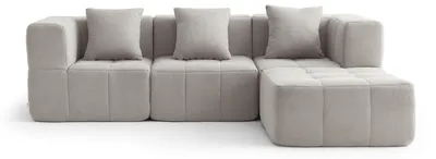 Image de Canapé d'angle modulaire 3 places MILYSOFA SOFABULOUS avec méridienne, tissu bouclé raffiné, beige pierre