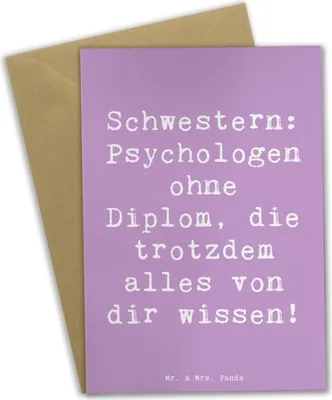 Produktbild von Mr. & Mrs. Panda Klappkarte Spruch Schwestern Psychologen - Lavendeltraum - Geschenk, dankeskarten, Geschwisterliebe, glückwunschkarten, Liebe, handgemacht, osterkarten