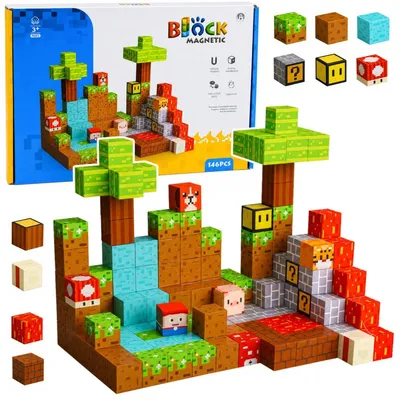Produktbild von Magnetische Bausteine ​​Pixel World Farbige Würfel 146 Teile.