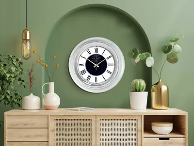 Produktbild von Opviq, A80818 - Sbyz2Gld, Dekorative Wanduhr, Schwarz, 100 % KUNSTSTOFF, 45 x 45 cm