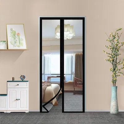 Produktbild von Transparenter isolierter Türvorhang, magnetische Thermo-Türabdeckung, Bildschirmtür, selbstschließende Sichtschutztür, Türhändefrei, für Terrasse, Zimmer, passend für Türen bis zu 90x210 cm