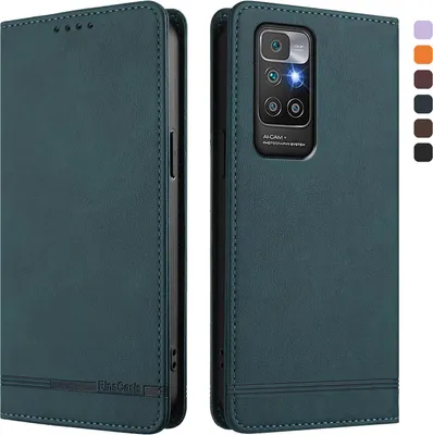 Image de Etui pour Xiaomi Redmi 10 4G, étui rétro en cuirPolyuréthaneavec support et fentes pour cartes de crédit Vert