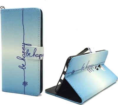 Produktbild von Handyhülle Tasche für Handy Huawei Mate S Schriftzug Be Happy Blau
