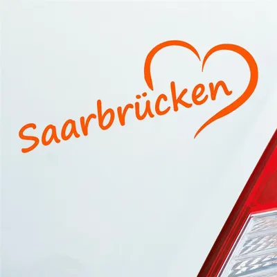 Produktbild von Auto Aufkleber Saarbrücken Herz Stadt City Liebe Love 20x8 cm Orange Sticker Heckscheibenaufkleber