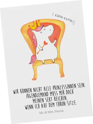 Produktbild von Mr. & Mrs. Panda Postkarte Einhorn Prinzessin - Weiß - Geschenk, bildkarte, Grußkarte, Monat, Fotokarte, Postkarten, Geburtstagsgeschenk, Unicorn, Geburtstag
