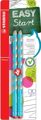 Produktbild von Ergonomischer Dreikant-Bleistift für Rechtshänder - STABILO EASYgraph in blau - 2er Pack - Härtegrad B