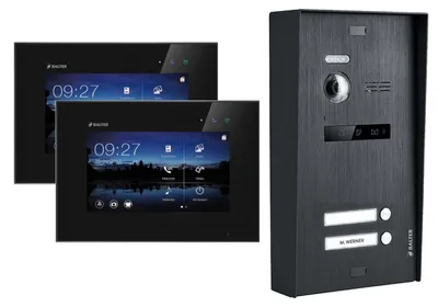Produktbild von Aufputz Video Türsprechanlage BALTER EVO 2-Draht BUS Komplettsystem für 2-Familienhaus Schwarz Schwarz