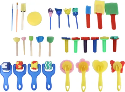 Obrázek produktu pro Dětské štětce na malování odolné bezpečné, netoxické barevné nástroje na kreslení houbičkou na graffiti pro kutily