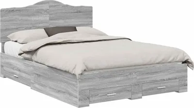 Obrázek produktu pro Rám postele s čelo Šedá Sonoma 140 x 190 cm kompozitní dřevo