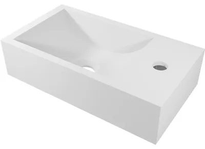 Obrázek produktu pro Umývátko z litého mramoru Teo - závěsné pravé - bílá matná - 40x22 cm