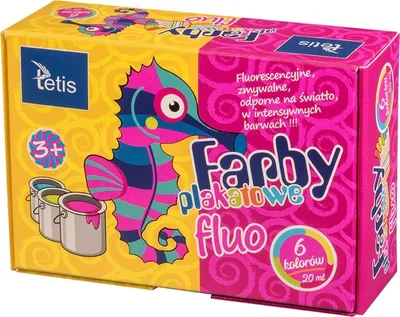 Obrázek produktu pro Sada fluorescenčních barev na plakáty Tetis - 6 intenzivních barev 20 ml pro tvorbu jedinečných uměleckých děl a kreativních projektů!