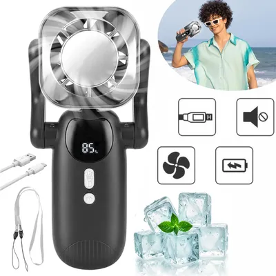 Produktbild von Handventilator | 5 Windstufen mit LED-Anzeige | USB-wiederaufladbarer Mini Ventilator | Reise, Outdoor, Büro | Geschenke für Frauen