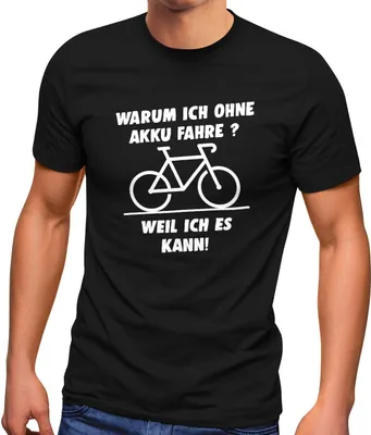 Produktbild von Herren T-Shirt Warum ich ohne Akku fahre E-Bike Fahhrad Radfahrer Fun-Shirt Spruch lustig Moonworks® schwarz XL