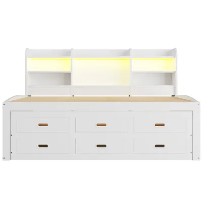 Produktbild von Flieks Tagesbett Schlafsofa Holzbett 90x200cm mit Ausziehbett, Daybed mit Usb & Type-c, Jugendbett Stauraumbett mit Schubladen, Weiß
