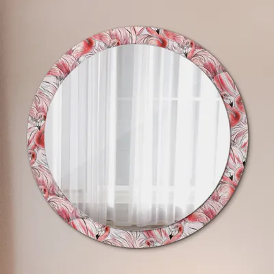 Produktbild von Ø90cm Modern Spiegel - Wandspiegel Wandmontage- Schlafzimmer - flamingo muster