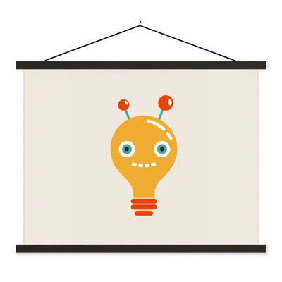 Produktbild von MuchoWow® Textilposter Roboter - Glühbirne - Gesicht - Antenne - Kinder 150x113 cm mit holzfarbenen Rahmen - Poster