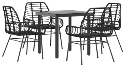 Immagine prodotto di vidaXL set da pranzo da giardino a 5 pezzi in polyrattan nero in vetro