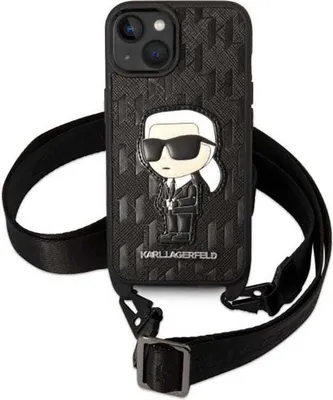 Produktbild von Karl Lagerfeld KLHCP14SSTKMK iPhone 14 6.1  schwarz/schwarz Hardcase Monogram Ikonik Patch Handyhülle