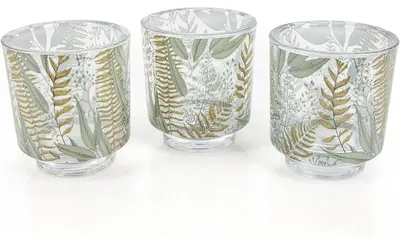 Produktbild von 3 Teelichtgläser 9 x 10 cm grün braun