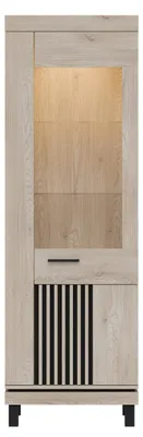 Productafbeelding van Furniture24 Vitrinekast Mati Mi07, vitrinekast, 64 x 198 x 40 cm, kleur: Cremona eik