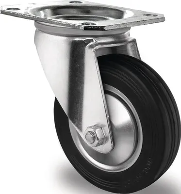 Produktbild von Lenkrolle Rad- 160 mm Tragfhigkeit 135 kg Vollgummi Platte L135xB110 mm
