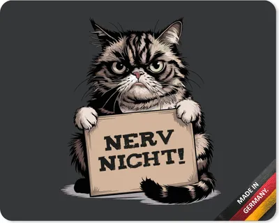 Produktbild von younikat Mauspad mit Büro-Spruch Nerv Nicht Motiv Katze I 24 x 19 cm I Mousepad in Standard-Größe I rutschfest I lustig Grumpy I dv1527