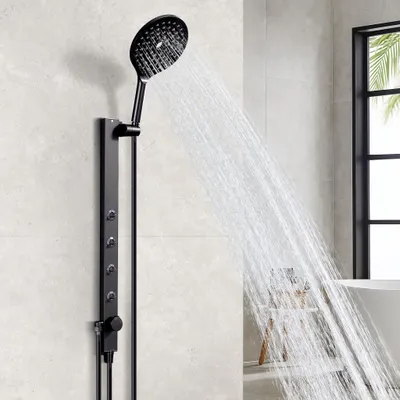Produktbild von HOMELIVE Duschsystem mit Thermostat, Messing Duschset mit Armatur Regenduschkopf (200 x 200 mm)  Handbrause, Schlauch, Brausestange, Duscharmatur