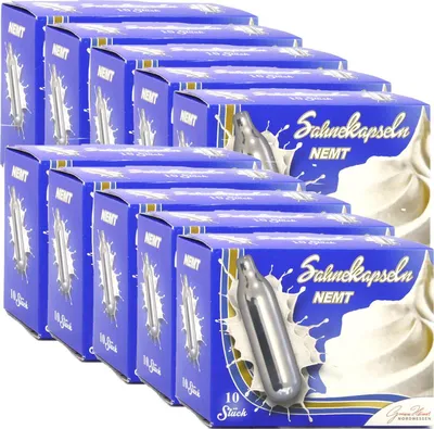 Produktbild von 100  x 8g N2O NEMT Sahnekapseln für alle Sahnespender