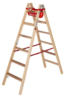 Produktbild von Sprossenstehleiter aus Holz mit 2x6 Sprossen - Länge 1,73 m