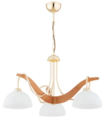 Zdjęcie produktu dla Lampa wisząca białe klosze BOLENO jasne drewno 3xE27x15W drewno wym:67x61x61cm IP20 Alfa