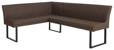 Produktbild von Eckbank HWC-O82, Esszimmerbank Bank, Kunstleder Metall 159x210cm  braun