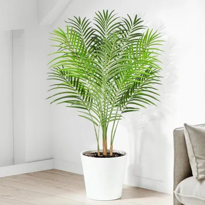 Image de Grandes plantes artificielles, 120 cm, plante artificielle en pot, palmier artificiel en plastique, aspect très réaliste, plantes artificielles, décoration pour le salon, le balcon, la chambre à coucher, le bureau, cadeau idéal pour un emménagement (1 pièce)