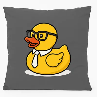 Produktbild von Huuraa Kissen Quietscheente Büro Comic Gummiente 40x40cm mit Füllung Steel Grey Baumwolle Dekokissen Geschenkidee