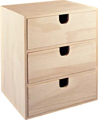 Produktbild von Holz Komödchen 21,5x14,5x16 cm mit 3 Schubladen