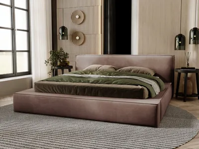 Obrázok produktu pre GRAINGOLD Exkluzívna čalúnená posteľ 180x200 cm Armani premium - dizajnová posteľ so zamatovou látkou, posteľnou skriňou a lamelovým roštom - hnedá (Amon 15)