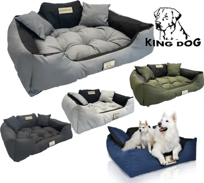 Produktbild von Hundebett Hundekissen Katzenbett KINGDOG Wasserdicht Dunkelgrau Größe M 75x65