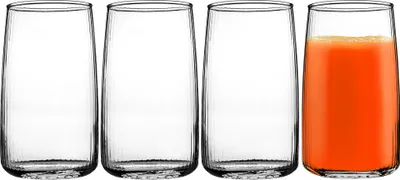 Produktbild von KADAX Wassergläser 480ml, 4er Set, elegantes Longdrinkgläser mit Rillenstruktur, Trinkgläser für Wasser, Saft, Softdrinks & Cocktails, Saftgläser aus Glas, Cocktailgläser (Mia)