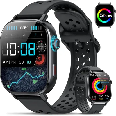 Produktbild von Militär Smartwatch Herren mit GPS, 2,06'' AMOLED Display, Telefonfunktion, 130+ Sportmodi,Fitnessuhr mit Herzfrequenz,5ATM wasserdicht für Android iOS