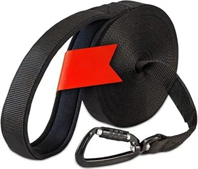 Produktbild von Famanu Hundeleine 10 Meter - Robuste Leine mit gepolstertem Griff und Sicherheitskarabiner - Schwarz