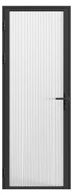 Produktbild von Doppelseitige Kompletttür aus Aluminium und strukturiertem Einscheibensicherheitsglas - H 204 x B 93 cm - Schwarz - LOXTON