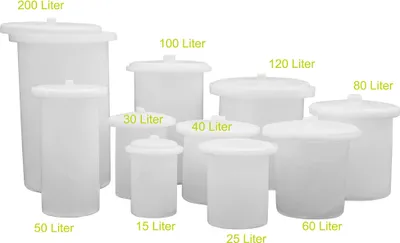 Produktbild von fischer-kellereitechnik Gärtopf Sauerkrautfass 40L PE-LD mit Gärglocke & 2 Deckeln (Innen- & Außendeckel) – für Sauerkraut, Sauerteig, Gemüse & Pökeln