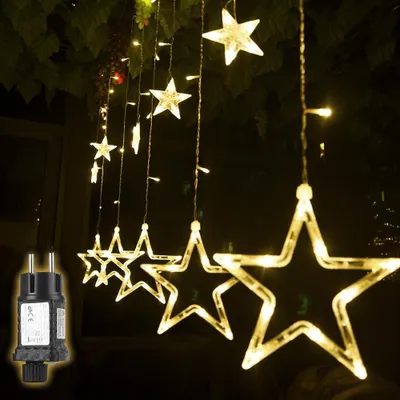 Zdjęcie produktu dla Wróżki LED z kulą LED 12 gwiazd 138 diod LED kurtyna świetlna