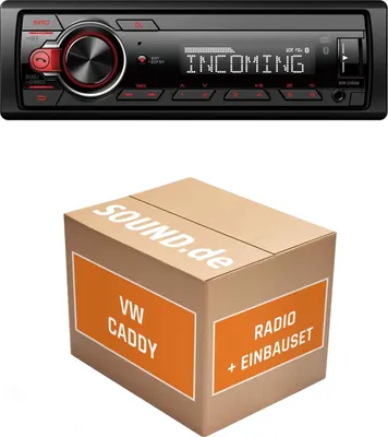 Produktbild von Autoradio Einbaupaket Pioneer MVH330DAB passend für VW Caddy 3 (2K) + Lenkradfernbedienung Schwarz | Bluetooth Telefonieren .