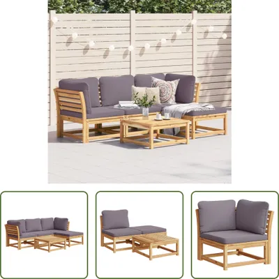 Produktbild von The Living Store 5-tlg. Garten-Lounge-Set mit Kissen Massivholz Akazie