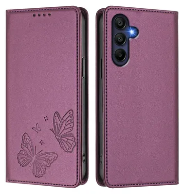 Image de Étui en cuir pour Samsung Galaxy A16 5G/4G, motif papillon, étui portefeuille à rabat avec support, violet