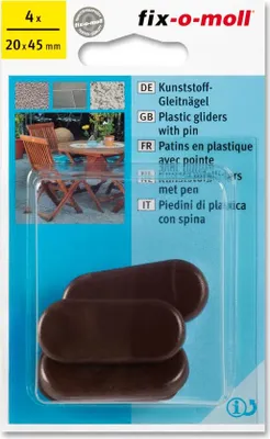 Produktbild von Fix-o-moll Patin Plas. zum Nageln, 4 Nagelplatten, Marron 45x20mm - Fix-o-moll