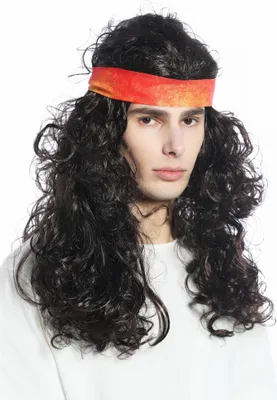 Produktbild von WIG ME UP Perücke Stirnband lang Locken lockig braun Hippie 70er CW-027-P4