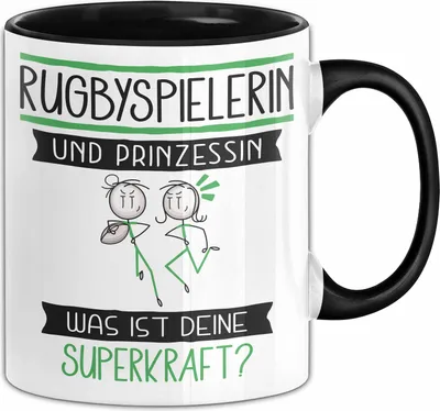 Produktbild von Rugbyspielerin Und Prinzessin Tasse Geschenk Für Eine Rugbyspielerin Geburtstag Was Ist Deine Superkraft (Schwarz)